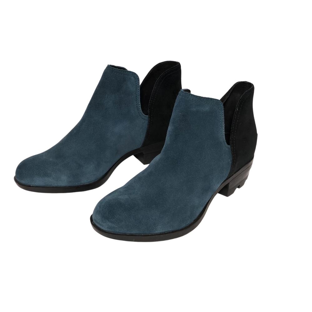 SOREL Lolla II Cut Out Ankle Bootie Waterproof Women's US 7.5 Teal Blue Black